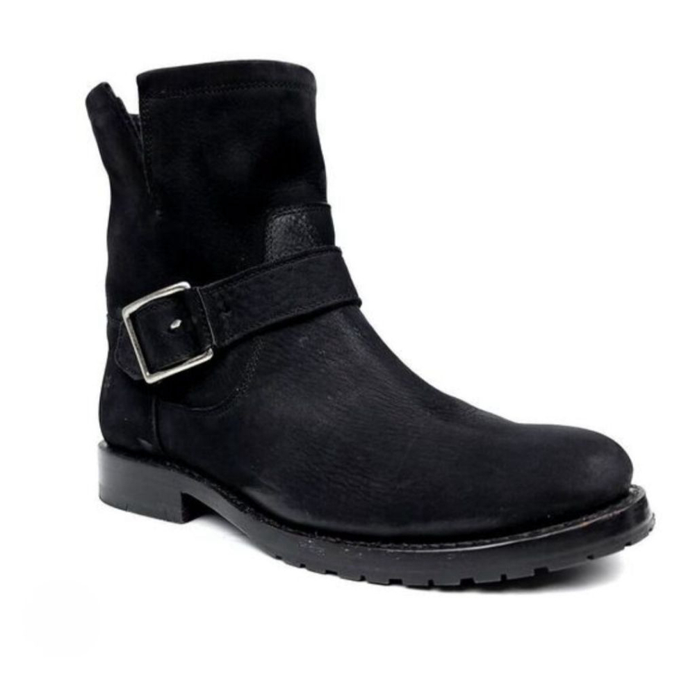 FRYE Natalie Black Short Engineer Combat & Moto Boots Nubuck Leather Size 7